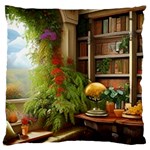 Room Interior Library Books Bookshelves Reading Literature Study Fiction Old Manor Book Nook Reading Large Cushion Case (One Side) Front