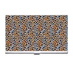 Blue Brown Leopard Business Card Holder