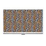 Blue Brown Leopard Business Card Holder Front