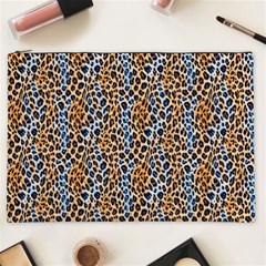 Blue Brown Leopard Cosmetic Bag (xxl)