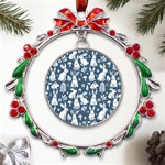 Easter bunny pattern Metal X mas Wreath Ribbon Ornament Front