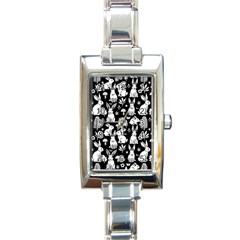 Easter Bunny Pattern Rectangle Italian Charm Watch