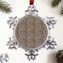 Brown Beige Snake Pattern Metal Large Snowflake Ornament