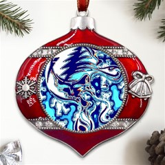 Trippy Dippy Bears Blue Dancing Greatful Dead Skull Steal Your Face Metal Snowflake And Bell Red Ornament