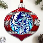 Trippy Dippy Bears Blue Dancing Greatful Dead Skull Steal Your Face Metal Snowflake And Bell Red Ornament Front