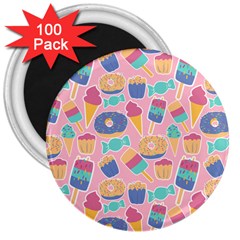 Ice Cream Donut Sweets Candie 3  Magnets (100 Pack)