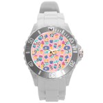 Ice Cream Donut Sweets Candie Round Plastic Sport Watch (L) Front