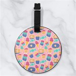 Ice Cream Donut Sweets Candie Nappa Leather Luggage Tag Round Front