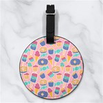 Ice Cream Donut Sweets Candie Nappa Leather Luggage Tag Round Back