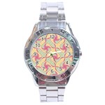 Abstract Pattern Design Scrapbooking Stainless Steel Analogue Watch Front