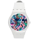 Hawaiian Flowers Hawaii Round Plastic Sport Watch (M) Front