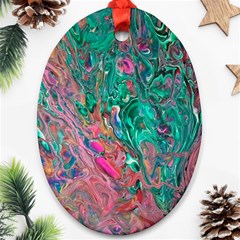 Green Pour Oval Ornament (two Sides)