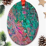 Green Pour Oval Ornament (Two Sides) Back