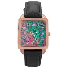 Green Pour Rose Gold Leather Watch 