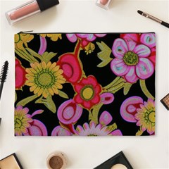 Mid Century Retro Floral 1970s 1960s Pattern 70 Cosmetic Bag (xl)