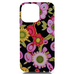 Mid Century Retro Floral 1970s 1960s Pattern 70 Iphone 14 Pro Max Black Uv Print Pc Hardshell Case